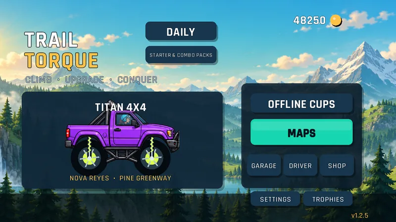Trail Torque test build. Main menu